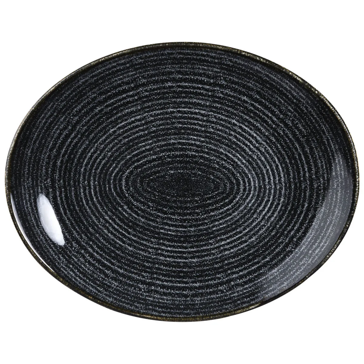 12x Churchill Piatto Studio Prints Charcoal Black ovale Coupe; 31.7x25.5 cm (LxL); nero; ovale; 12 pz. / Pacco