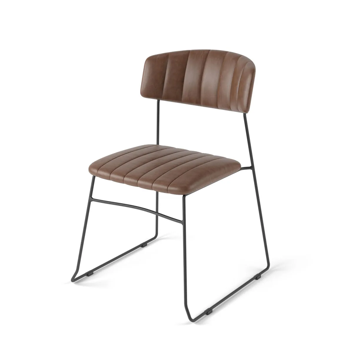 4x Feros Sedia impilabile Mundo, imbottita in similpelle, ignifuga; 54x55x79 cm (LxPxH); marrone; 4 pz. / Pacco