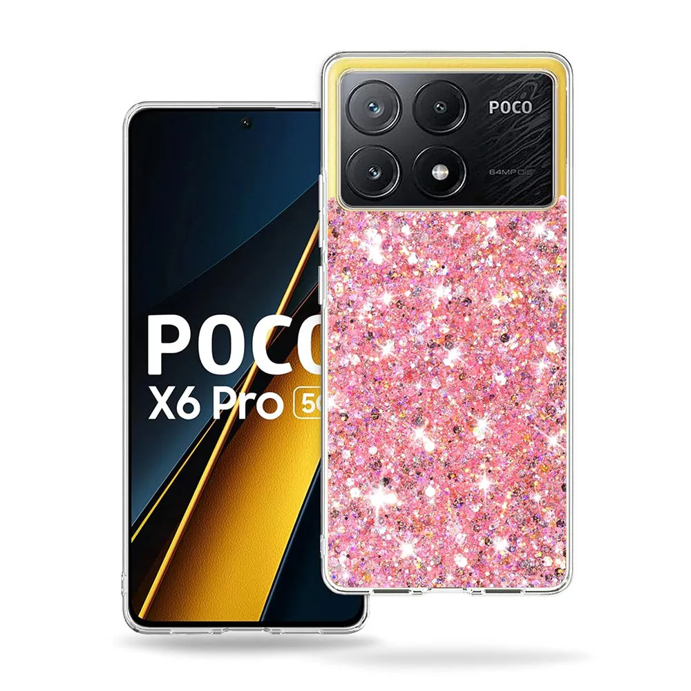 Custodia per Xiaomi Poco X6 Pro, Techsuit, Sparkly Glitter, Rosa