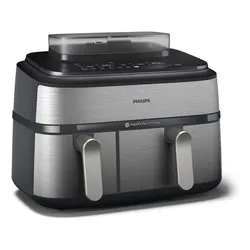 Friggitrice ad aria (19in1) 2750W (9Lt) 5000 SERIES Airfryer Dual Basket Black e Silver NA555 00