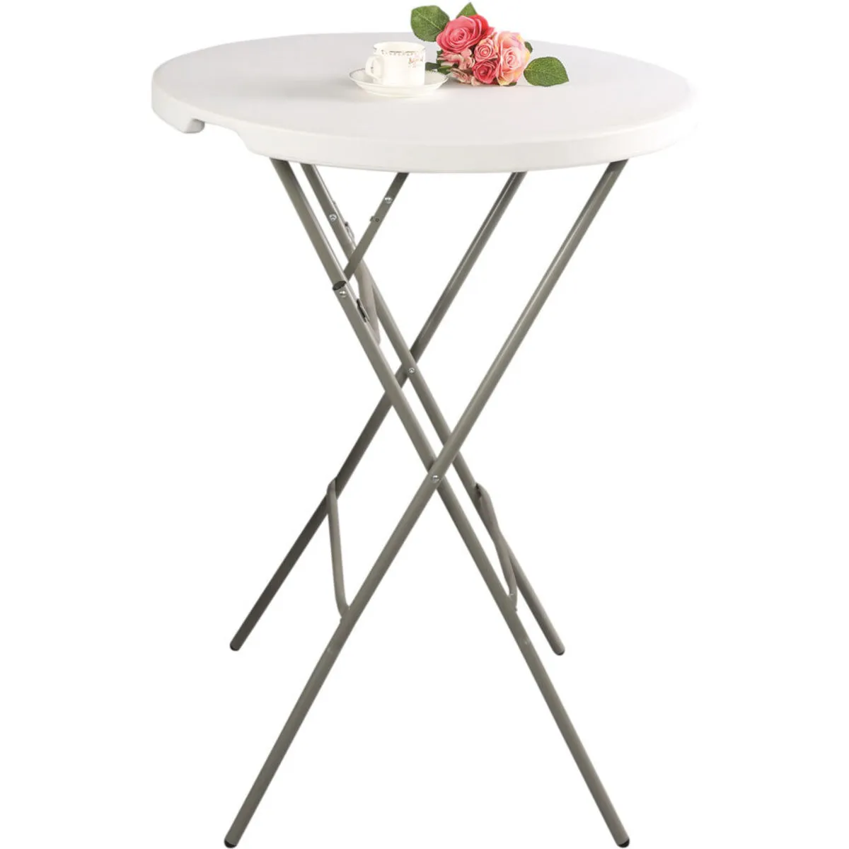 Stalgast Tavolo alto mangiainpiedi, pieghevole; 110x80 cm (HxØ); bianco/grigio; rotonda