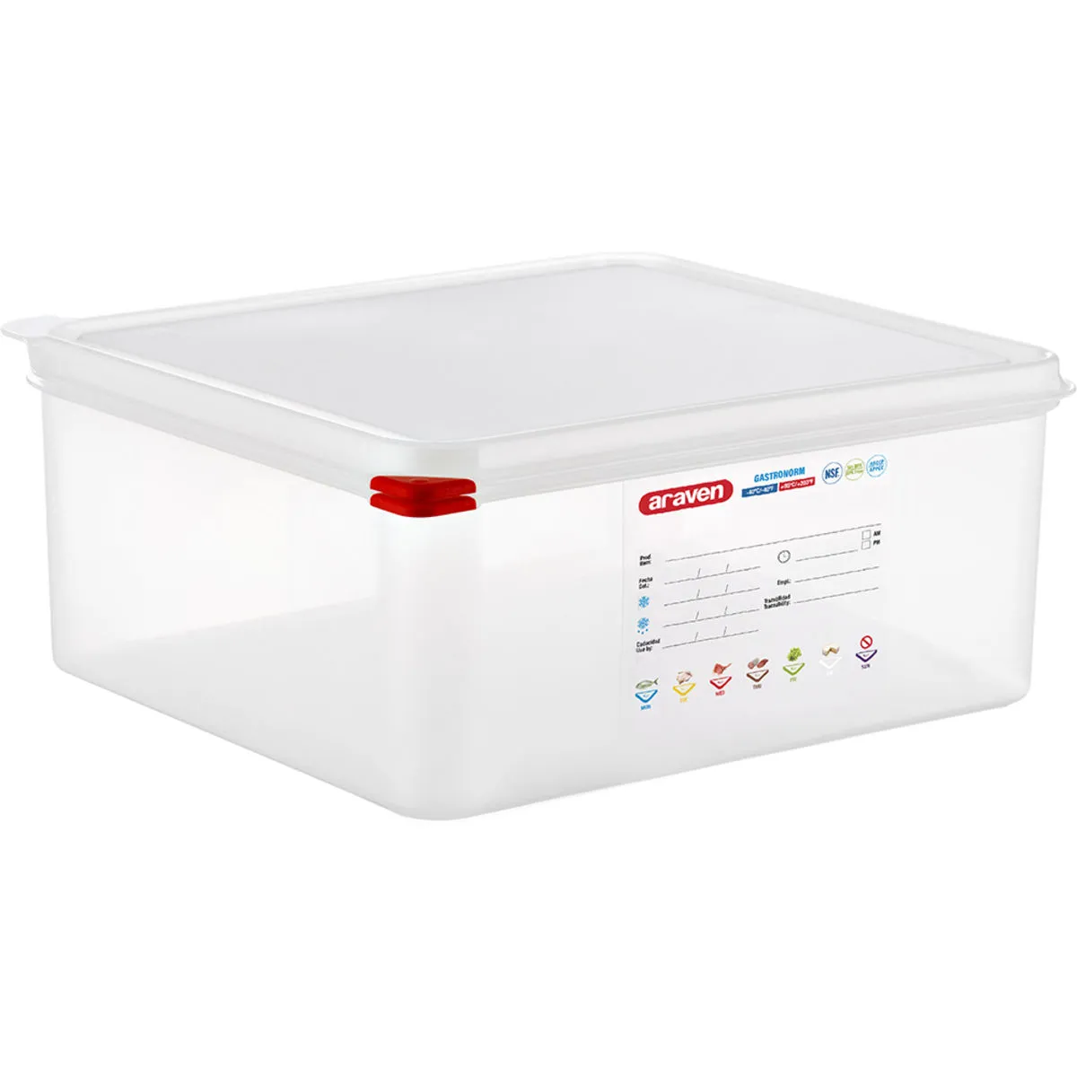 Araven ARAVEN Contenitore gastronorm con coperchio, polipropilene; GN 2/3, 13.5 l, 35.4x32.5x15 cm (LxLxP); trasparente