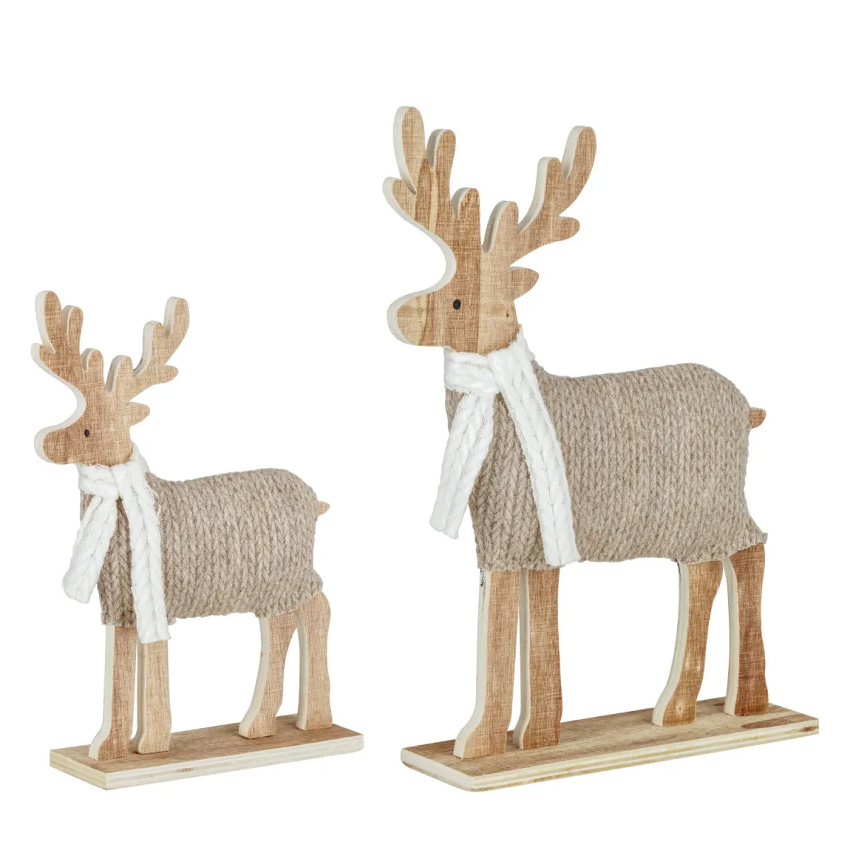 Set cervi decorativi Agresa 2 pezzi; beige/bianco/naturale