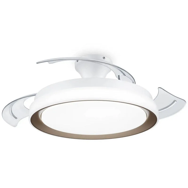 Ventilatore da soffitto Philips con luce LED e retrattile bianco/oro con pale trasparenti