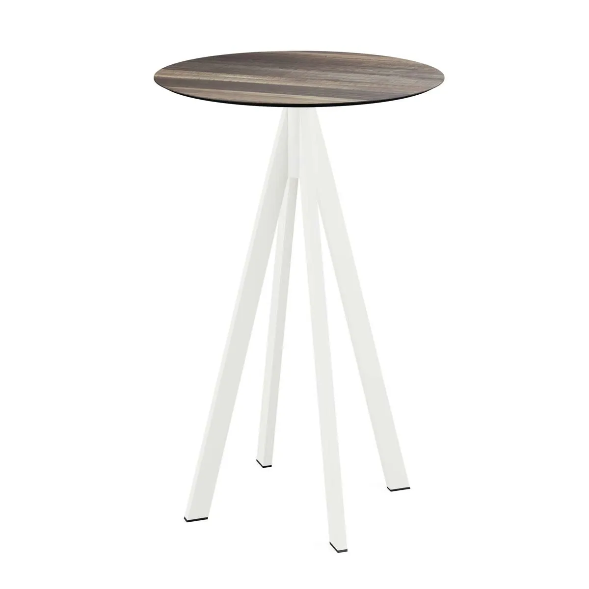 Feros Tavolo alto Infinity con struttura bianca + HPL rotondo; 109.2x70 cm (HxØ); marrone chiaro; rotonda