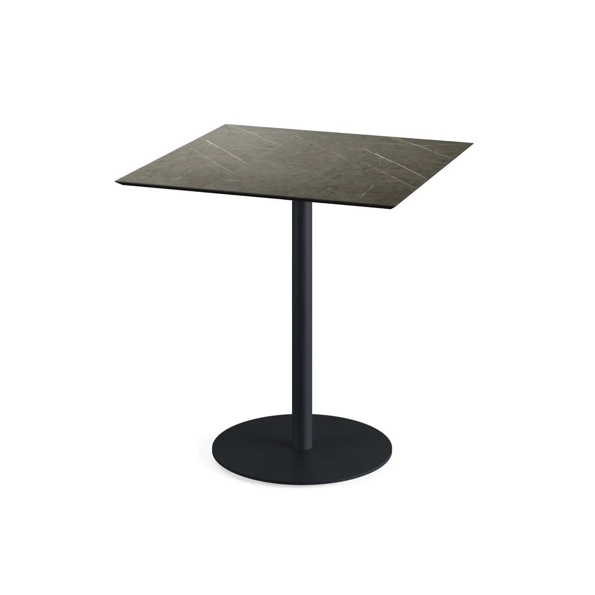 Feros Tavolo da esterno Urban nero con telaio + HPL quadrato; 70x70x73.2 cm (LxLxH); marrone; quadrata