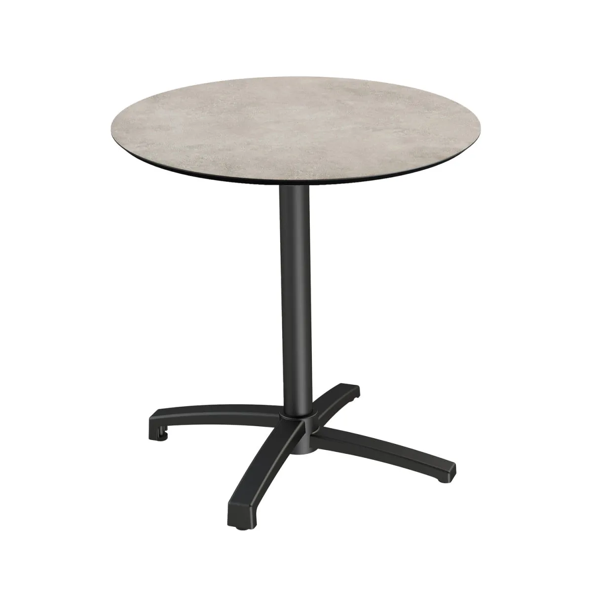 Feros Tavolo da esterno X Cross con struttura nera + HPL rotondo; 74 cm (H); sabbia; rotonda