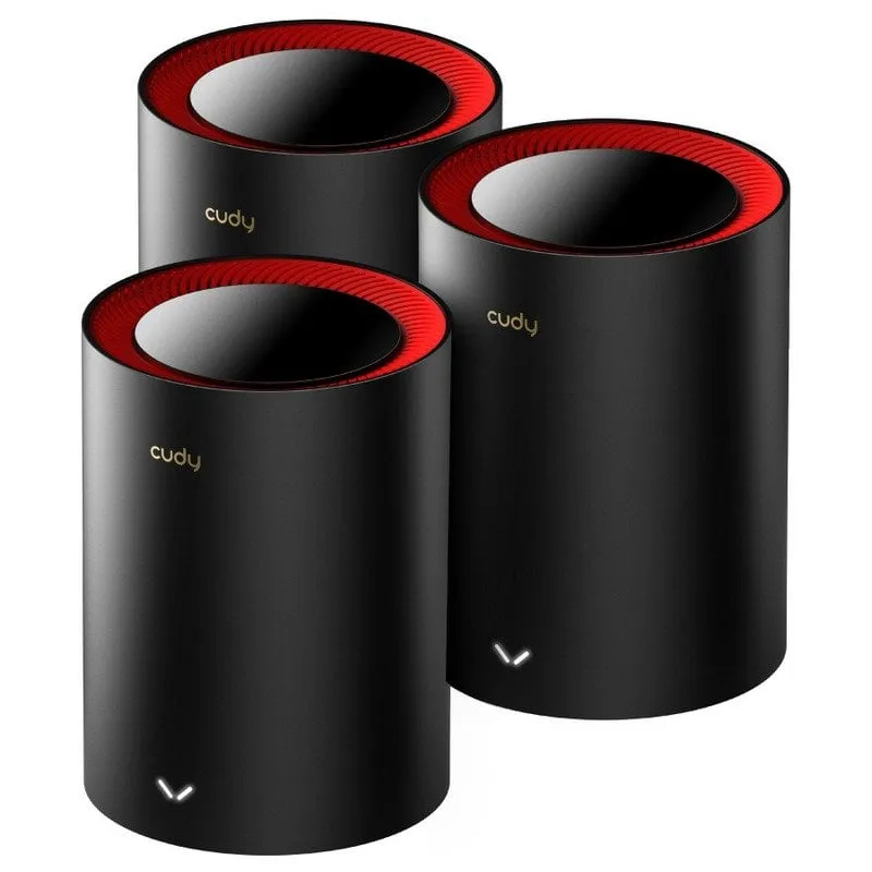 Cudy M3000 3-Pack Dual-band (2.4 GHz/5 GHz) Wi-Fi 6 (802.11ax) Nero, Rosso 1 Interno