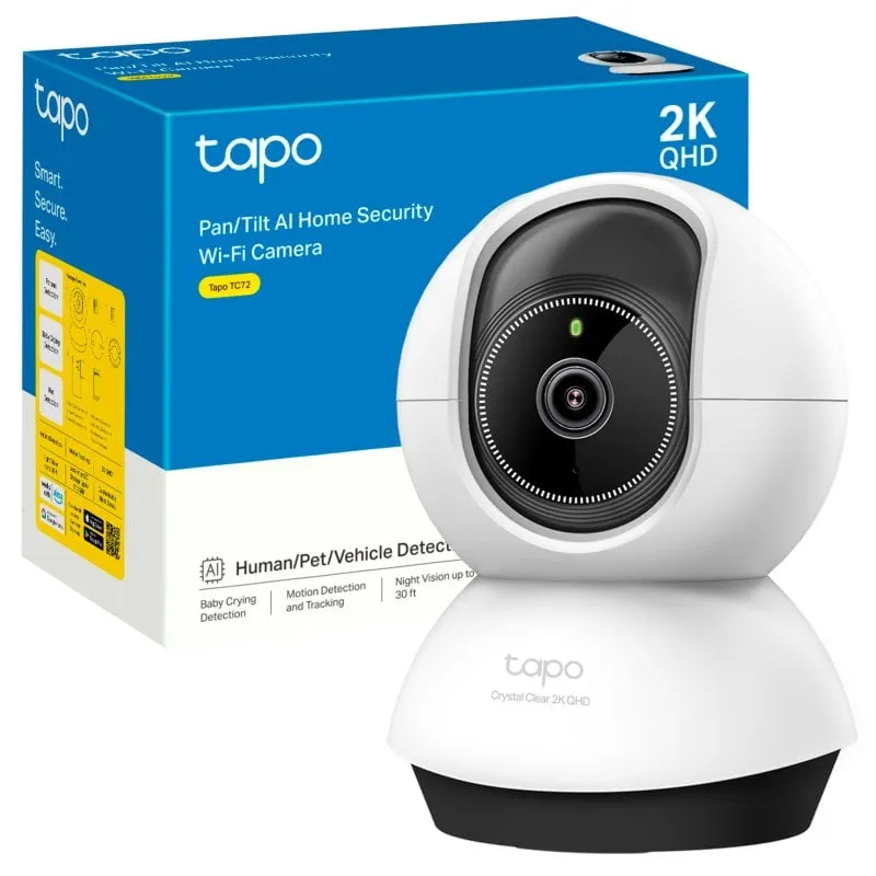 TP-Link TC72 Telecamera di sorveglianza Wi-Fi Pan/Tilt AI con visione notturna QHD a 360°
