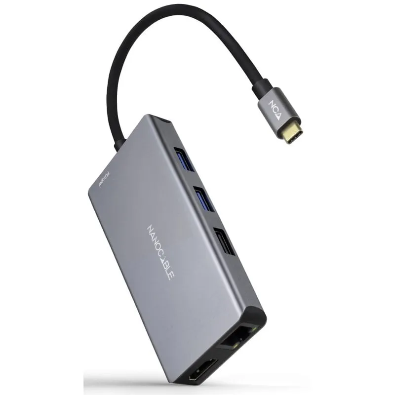 Nanocable Docking Hub 9 in 1 USB-C a HDMI/RJ45/USB 3.2/USB-C PD/lettore di schede