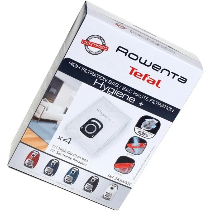 Rowenta ZR200520 Sacco ad alta filtrazione Igiene + OPTIMAL, 19,5 x 27,5 cm, 4