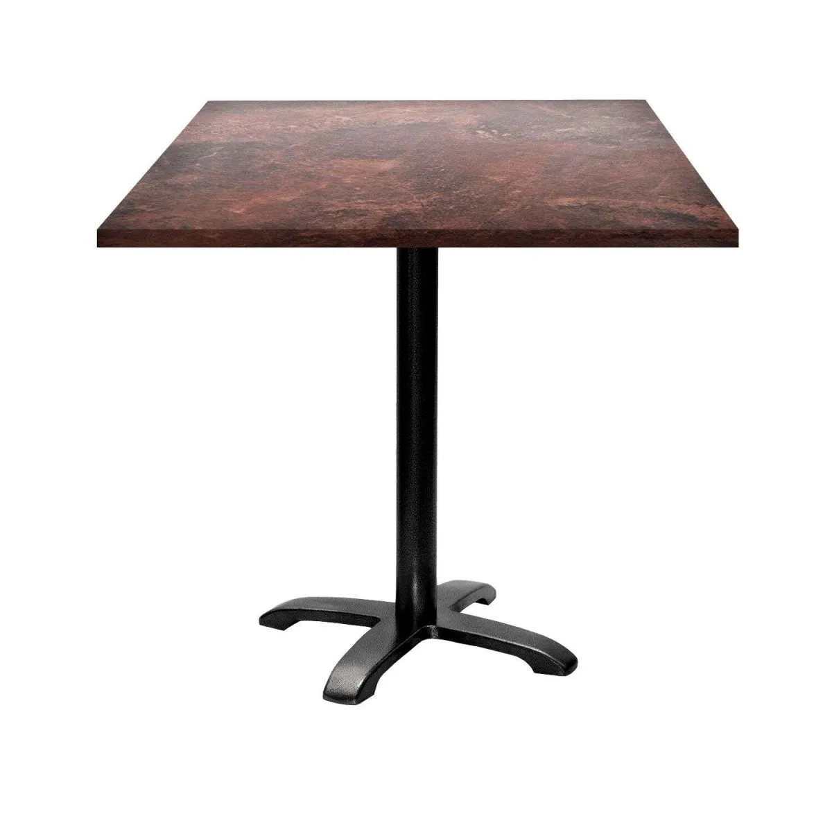 RestooTab Tavolo Bazila quadrato - laminato pietra; 70x70x74 cm (LxLxH); Piano tavolo metallo arrugginito/marrone, struttura nero; quadrata