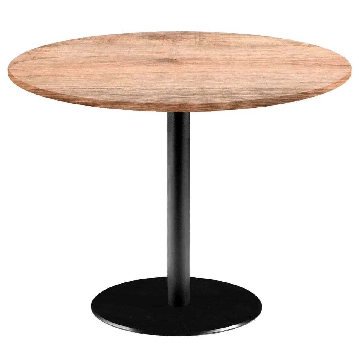 RestooTab Tavolo Rome XL rotondo - laminato legno; 75x120 cm (HxØ); Piano tavolo quercia/marrone chiaro, struttura nero; rotonda