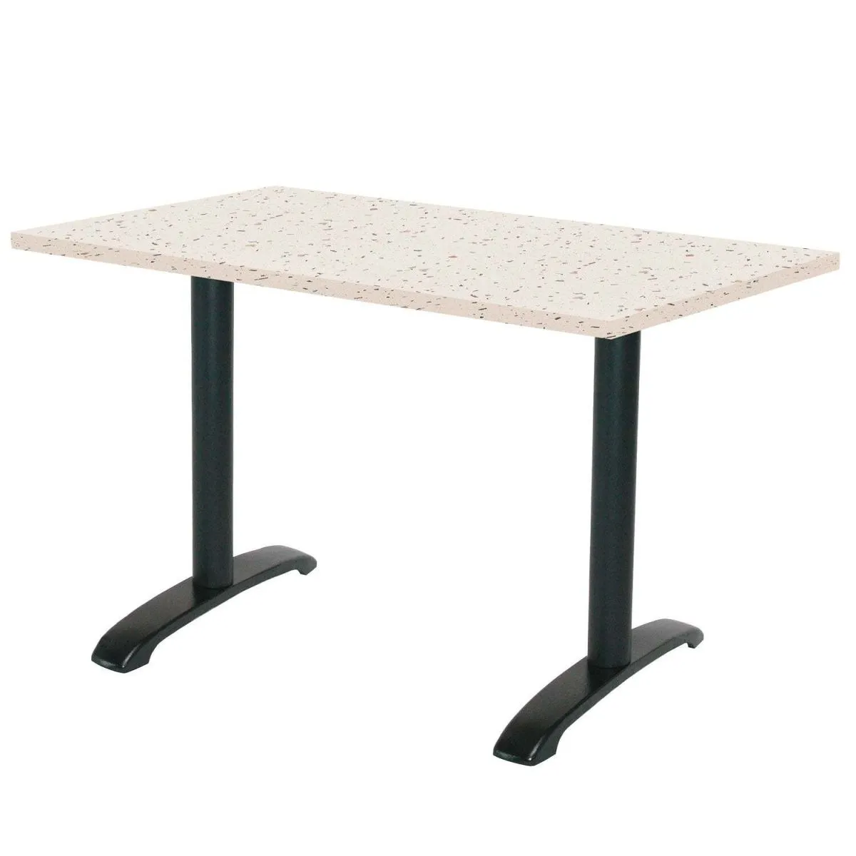 RestooTab Tavolo Bazila rettangolare - laminato pietra & legno; 160x80x74 cm (LxLxH); Piano tavolo terazzo, struttura nero; rettangolare