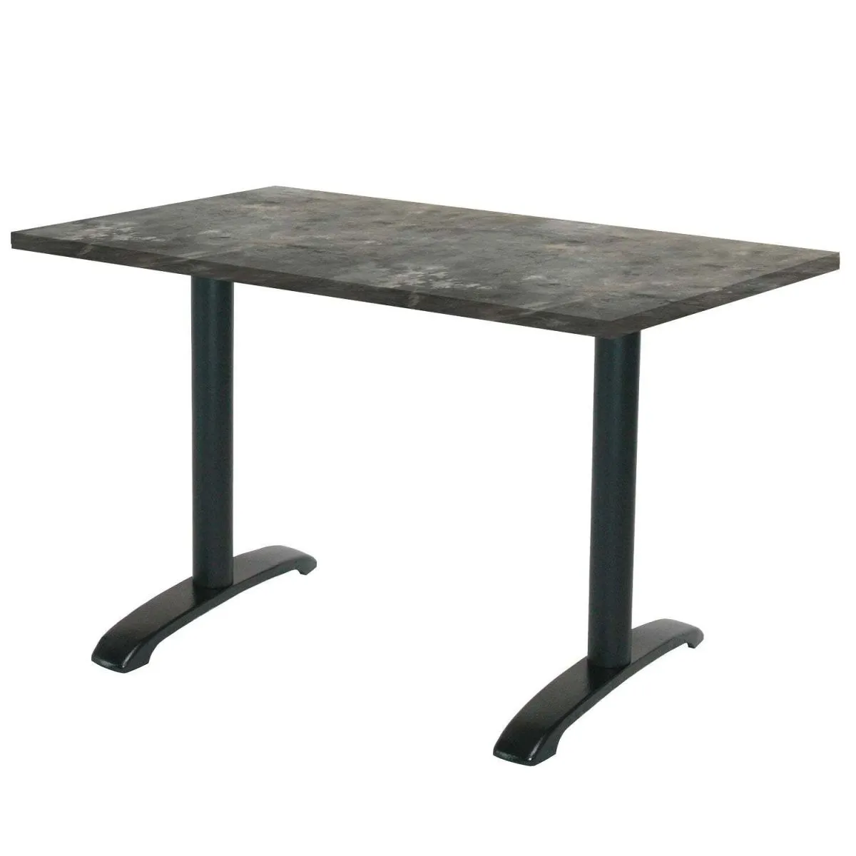 RestooTab Tavolo Bazila rettangolare - laminato pietra & legno; 160x80x74 cm (LxLxH); Piano tavolo grigio/blu, struttura nero; rettangolare