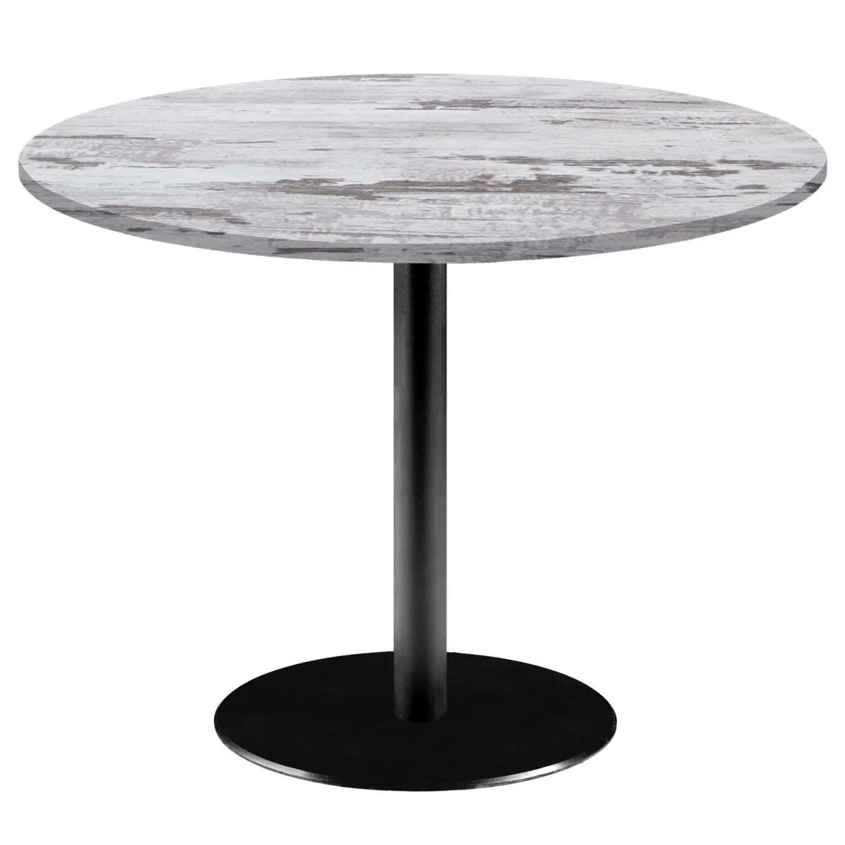 RestooTab Tavolo Rome XL rotondo - laminato legno; 75x120 cm (HxØ); Piano tavolo quercia/bianco, struttura nero; rotonda