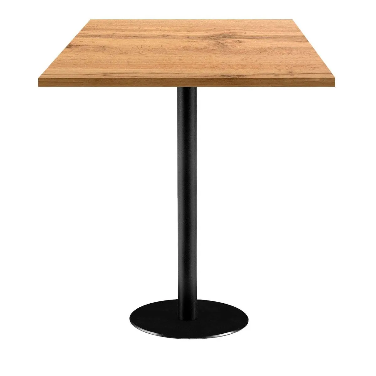 RestooTab Tavolo alto Rome quadrato - laminato legno; 70x70x113 cm (LxLxH); Piano tavolo quercia, struttura nero; quadrata