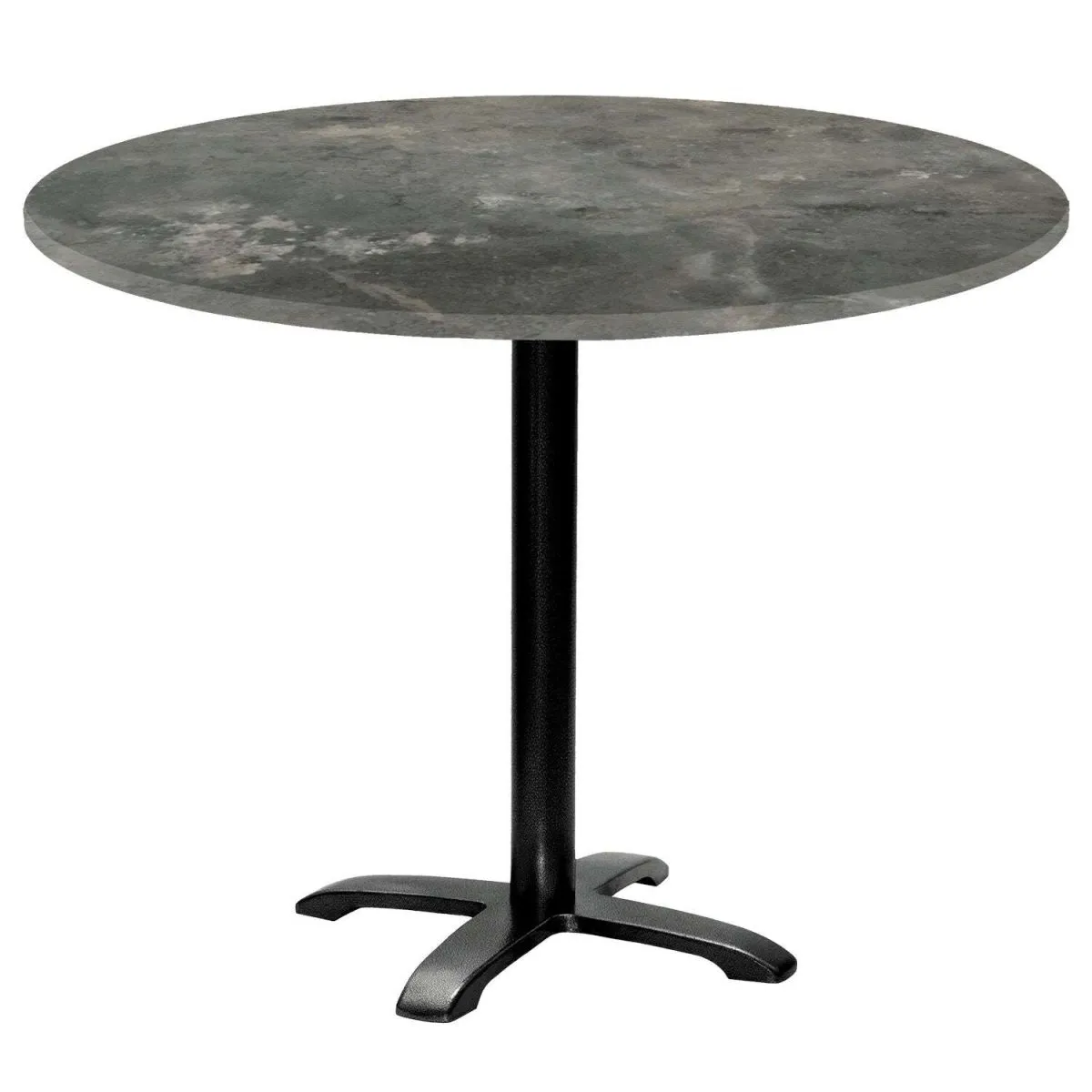 RestooTab Tavolo Bazila rotondo - laminato pietra; 74x110 cm (HxØ); Piano tavolo grigio/blu, struttura nero; rotonda