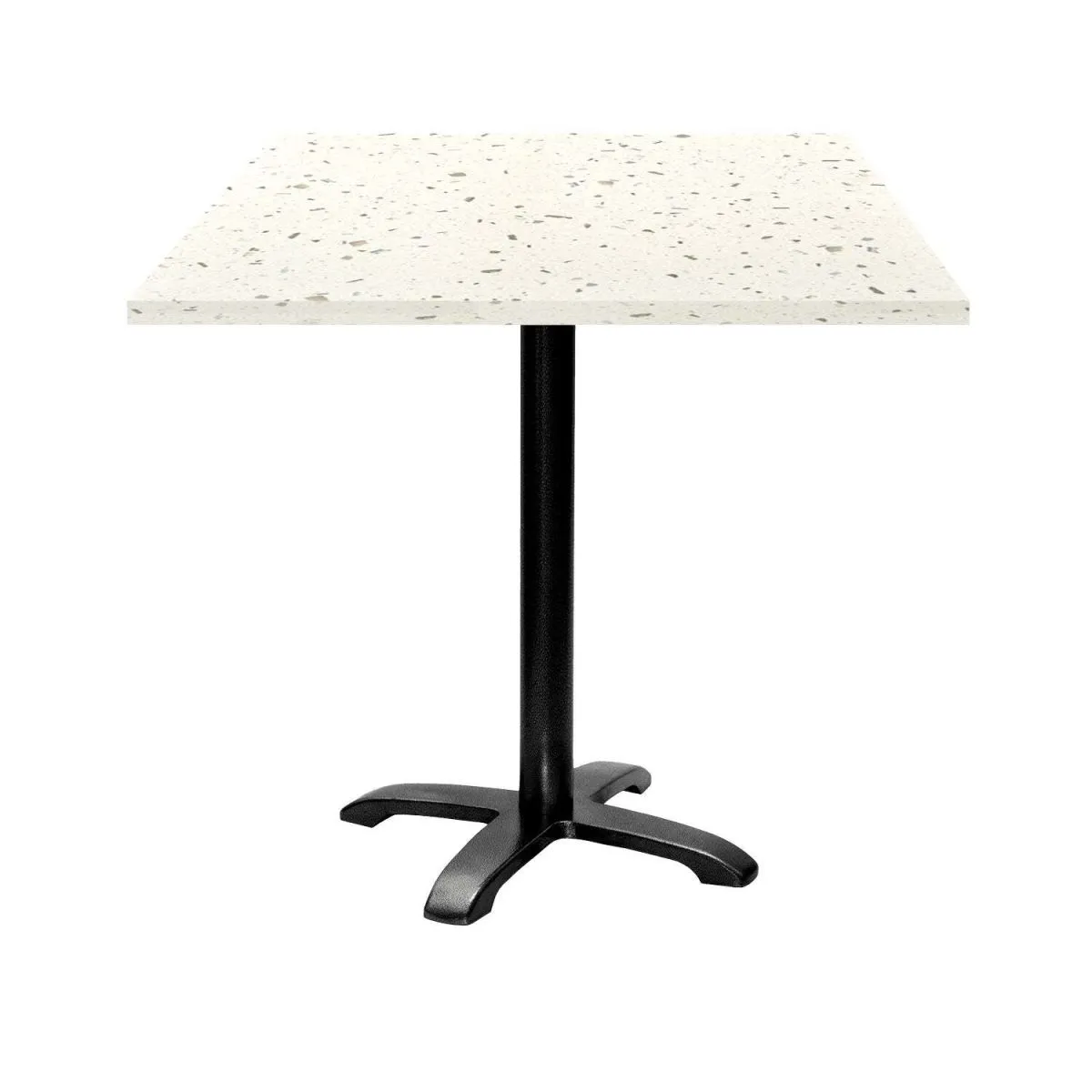RestooTab Tavolo Bazila quadrato - laminato pietra; 70x70x74 cm (LxLxH); Piano tavolo terazzo, struttura nero; quadrata