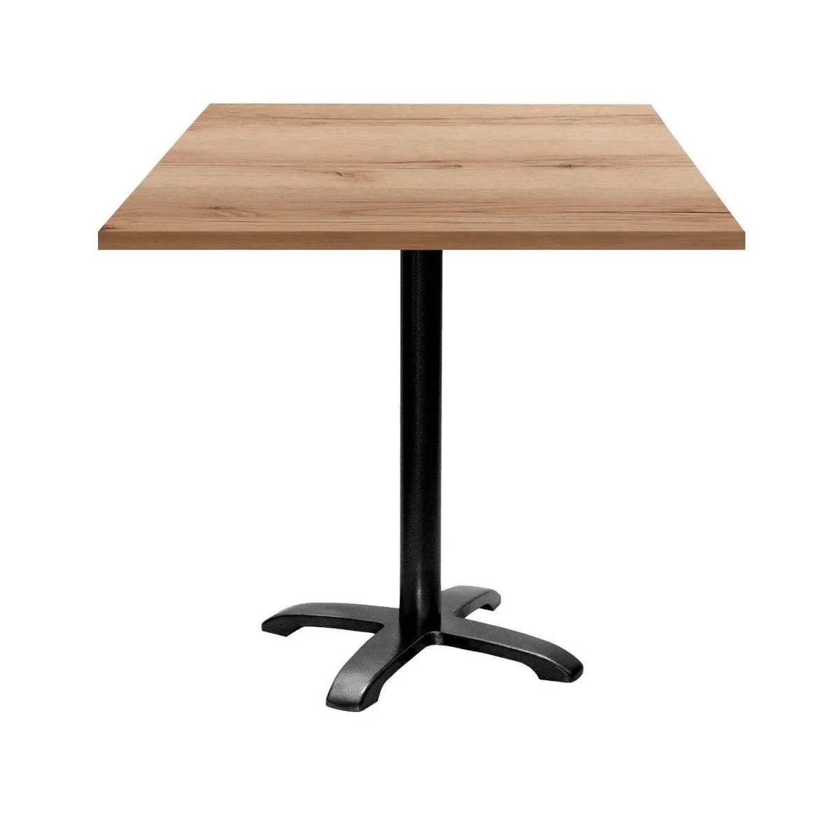 RestooTab Tavolo Bazila quadrato - laminato legno; 70x70x74 cm (LxLxH); Piano tavolo quercia/naturale, struttura nero; quadrata