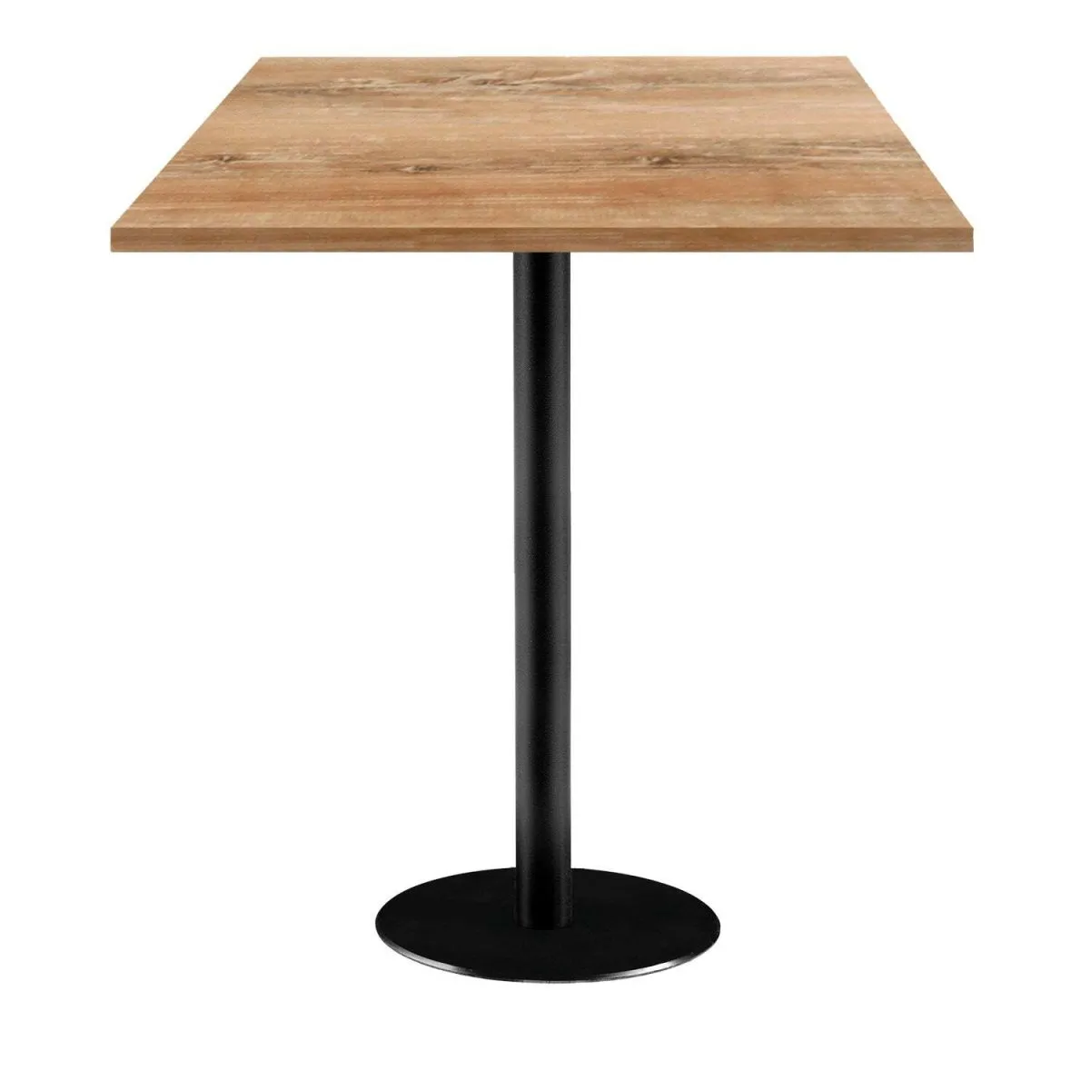 RestooTab Tavolo alto Rome quadrato - laminato legno; 70x70x113 cm (LxLxH); Piano tavolo quercia antica, struttura nero; quadrata