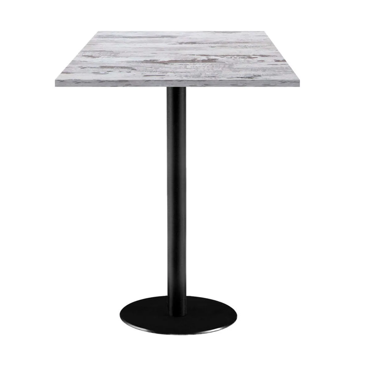 RestooTab Tavolo alto Rome quadrato - laminato legno; 60x60x113 cm (LxLxH); Piano tavolo quercia/bianco, struttura nero; quadrata