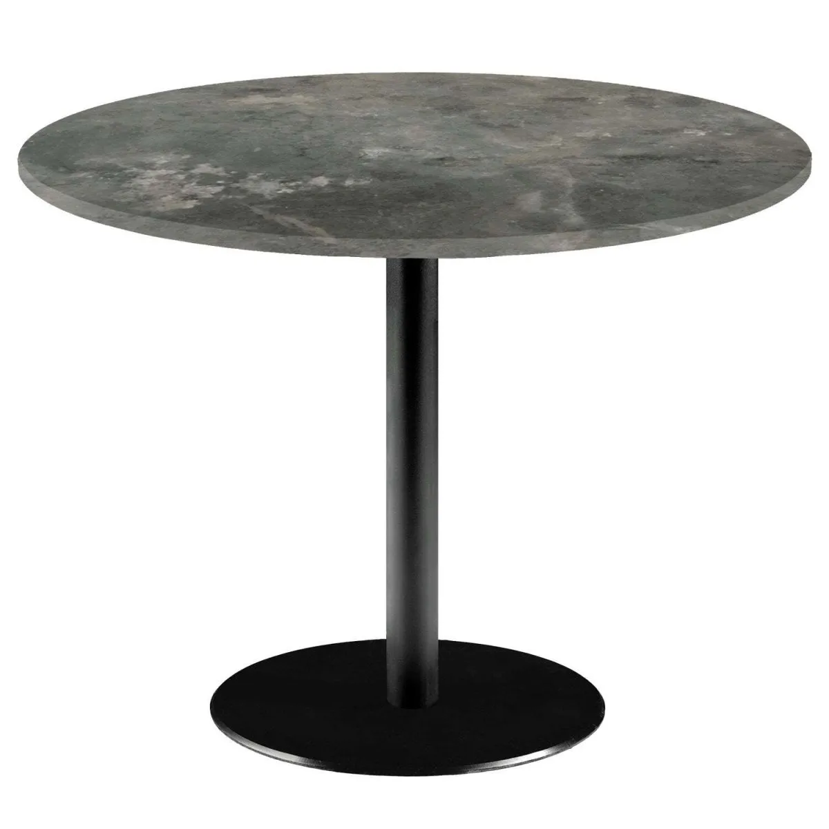 RestooTab Tavolo Rome XL rotondo - laminato pietra & marmo; 75x120 cm (HxØ); Piano tavolo grigio/blu, struttura nero; rotonda