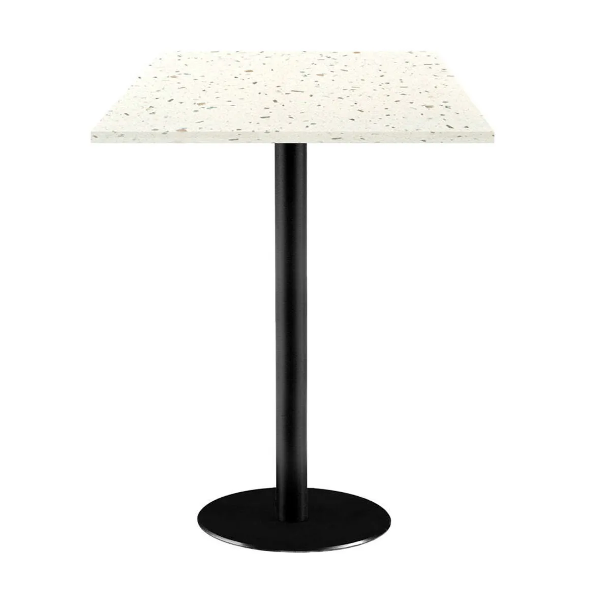 RestooTab Tavolo alto Rome quadrato - laminato pietra; 60x60x113 cm (LxLxH); Piano tavolo terazzo, struttura nero; quadrata