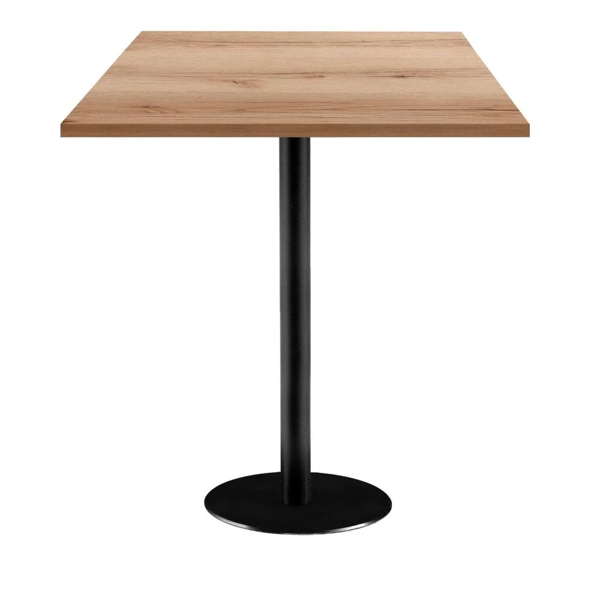 RestooTab Tavolo alto Rome quadrato - laminato legno; 70x70x113 cm (LxLxH); Piano tavolo quercia/naturale, struttura nero; quadrata
