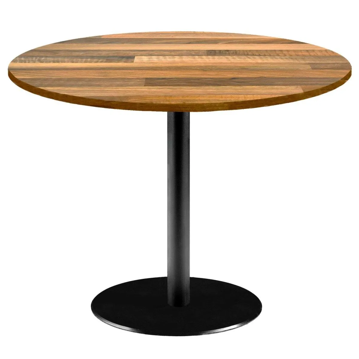 RestooTab Tavolo Rome XL rotondo - laminato legno; 75x120 cm (HxØ); Piano tavolo quercia/marrone scuro, struttura nero; rotonda