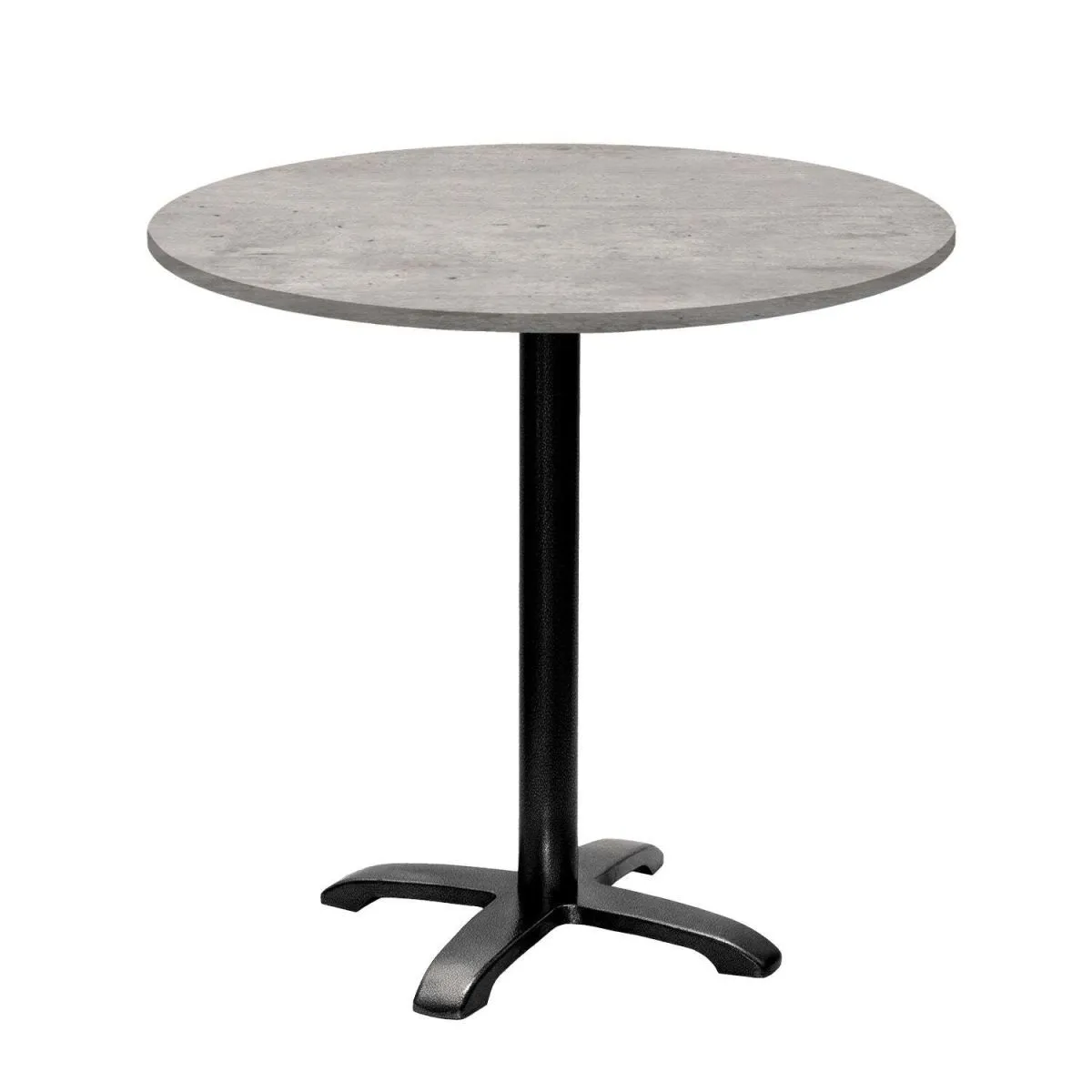 RestooTab Tavolo Bazila rotondo - laminato pietra; 74x80 cm (HxØ); Piano tavolo grigio/cemento, struttura nero; rotonda