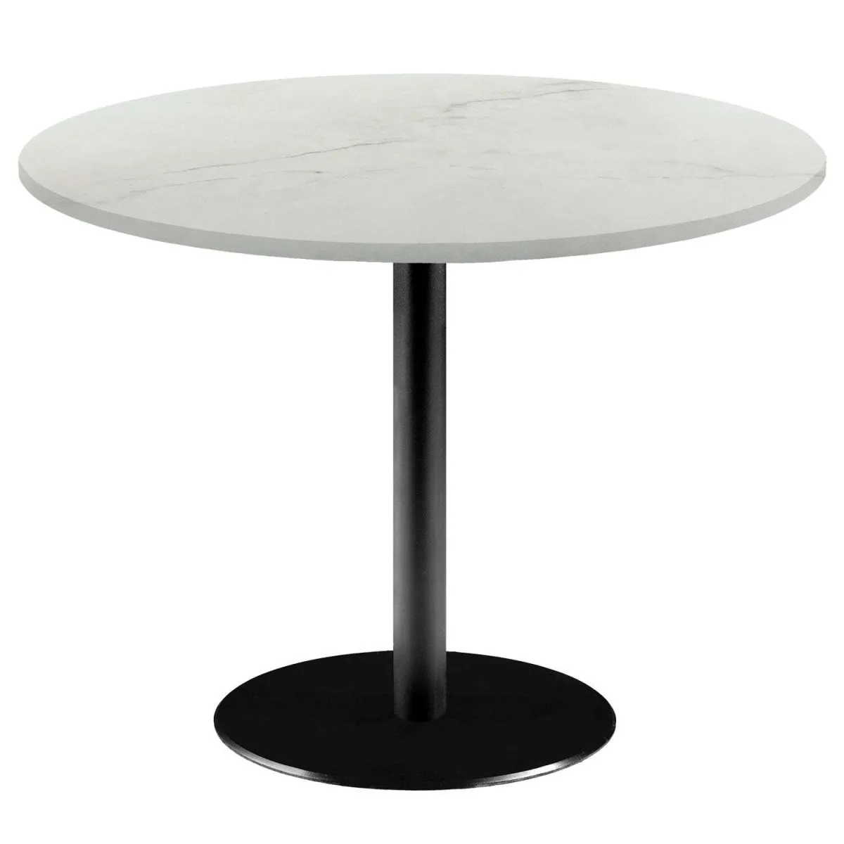 RestooTab Tavolo Rome XL rotondo - laminato pietra & marmo; 75x120 cm (HxØ); Piano tavolo bianco/beige/marmorizzato, struttura nero; rotonda