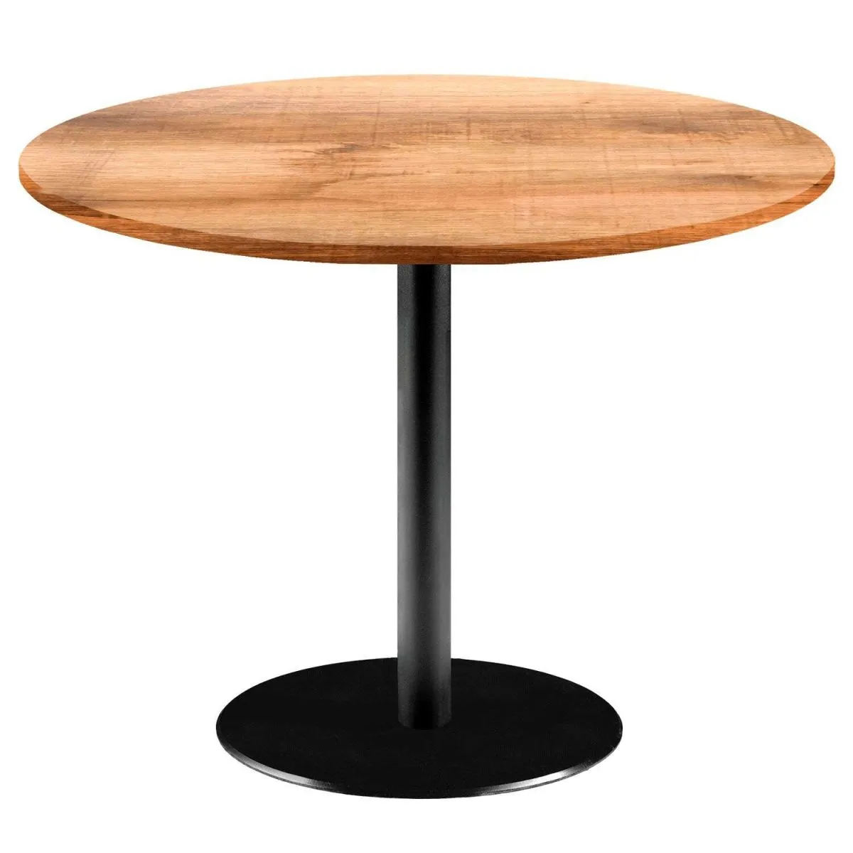 RestooTab Tavolo Rome XL rotondo - laminato legno; 75x120 cm (HxØ); Piano tavolo quercia/marrone, struttura nero; rotonda