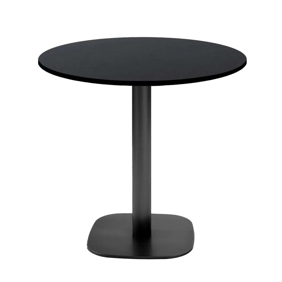 RestooTab Tavolo Round rotondo - laminato pietra & legno; 75x70 cm (HxØ); Piano tavolo nero, struttura nero; rotonda