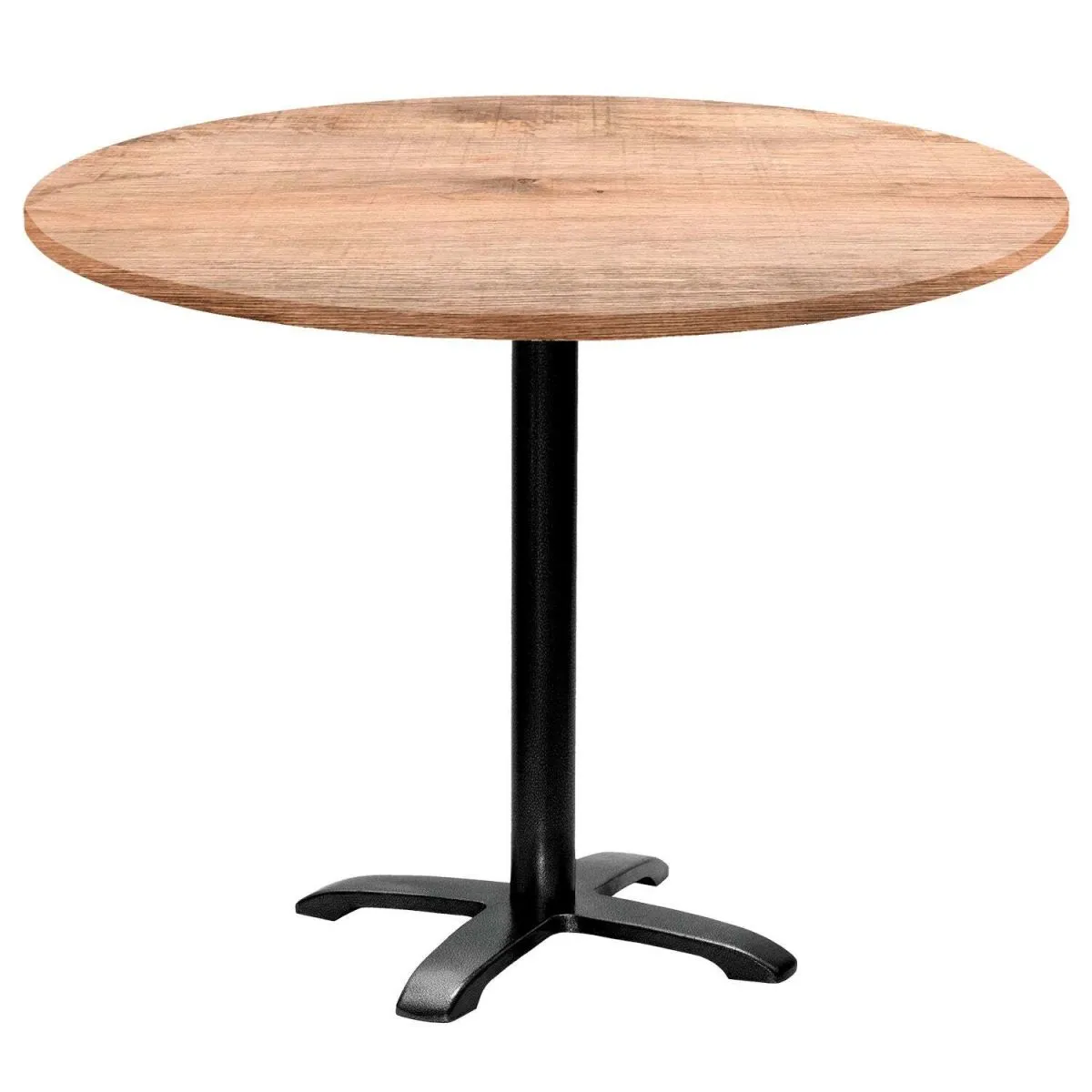 RestooTab Tavolo Bazila rotondo - laminato legno; 74x110 cm (HxØ); Piano tavolo quercia/marrone chiaro, struttura nero; rotonda