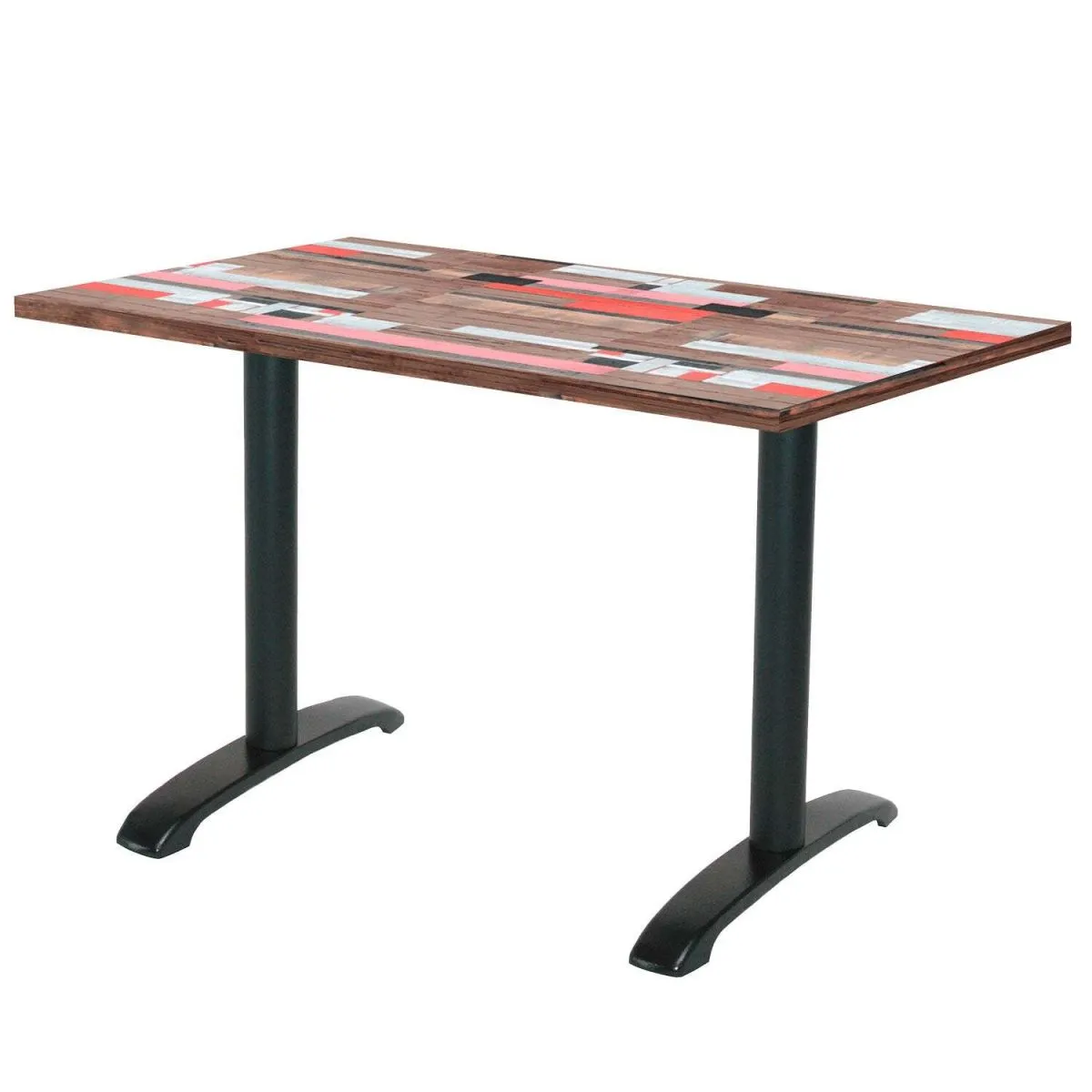 RestooTab Tavolo Bazila rettangolare - laminato pietra & legno; 120x70x74 cm (LxLxH); Piano tavolo multicolore, struttura nero; rettangolare