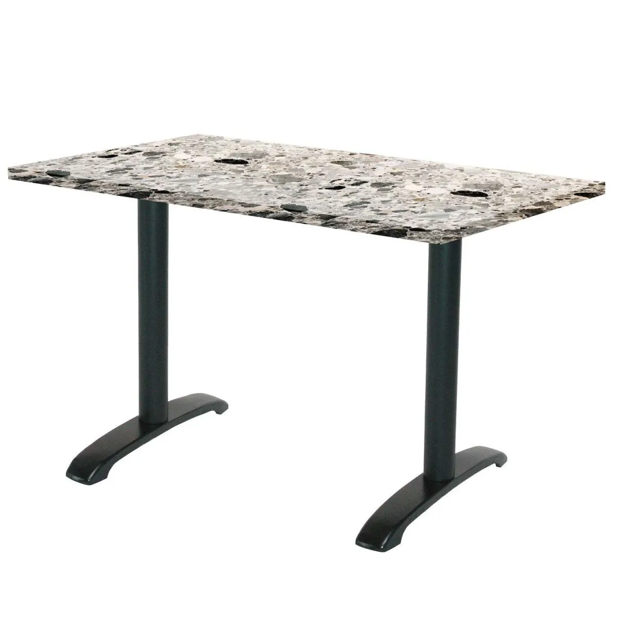 RestooTab Tavolo Bazila rettangolare - laminato pietra & legno; 160x80x74 cm (LxLxH); Piano tavolo grigio/terazzo, struttura nero; rettangolare