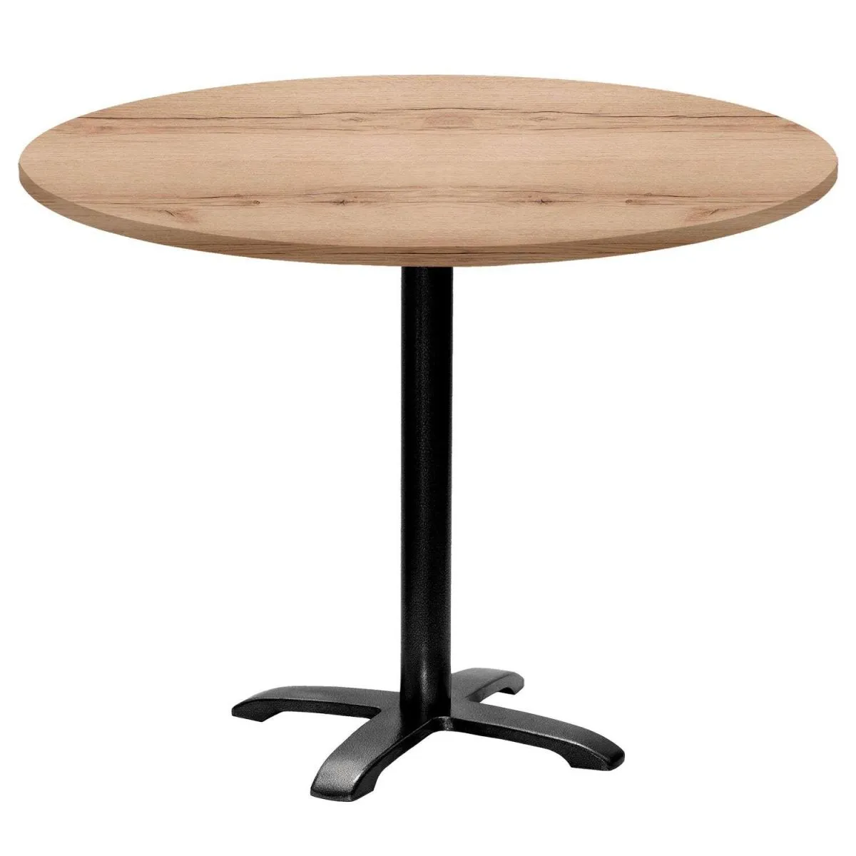 RestooTab Tavolo Bazila rotondo - laminato legno; 74x110 cm (HxØ); Piano tavolo quercia/naturale, struttura nero; rotonda