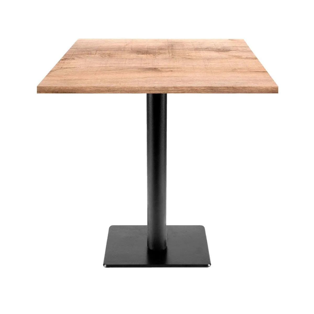 RestooTab Tavolo Milan quadrato - laminato legno; 70x70x75 cm (LxLxH); Piano tavolo quercia/marrone chiaro, struttura nero; quadrata