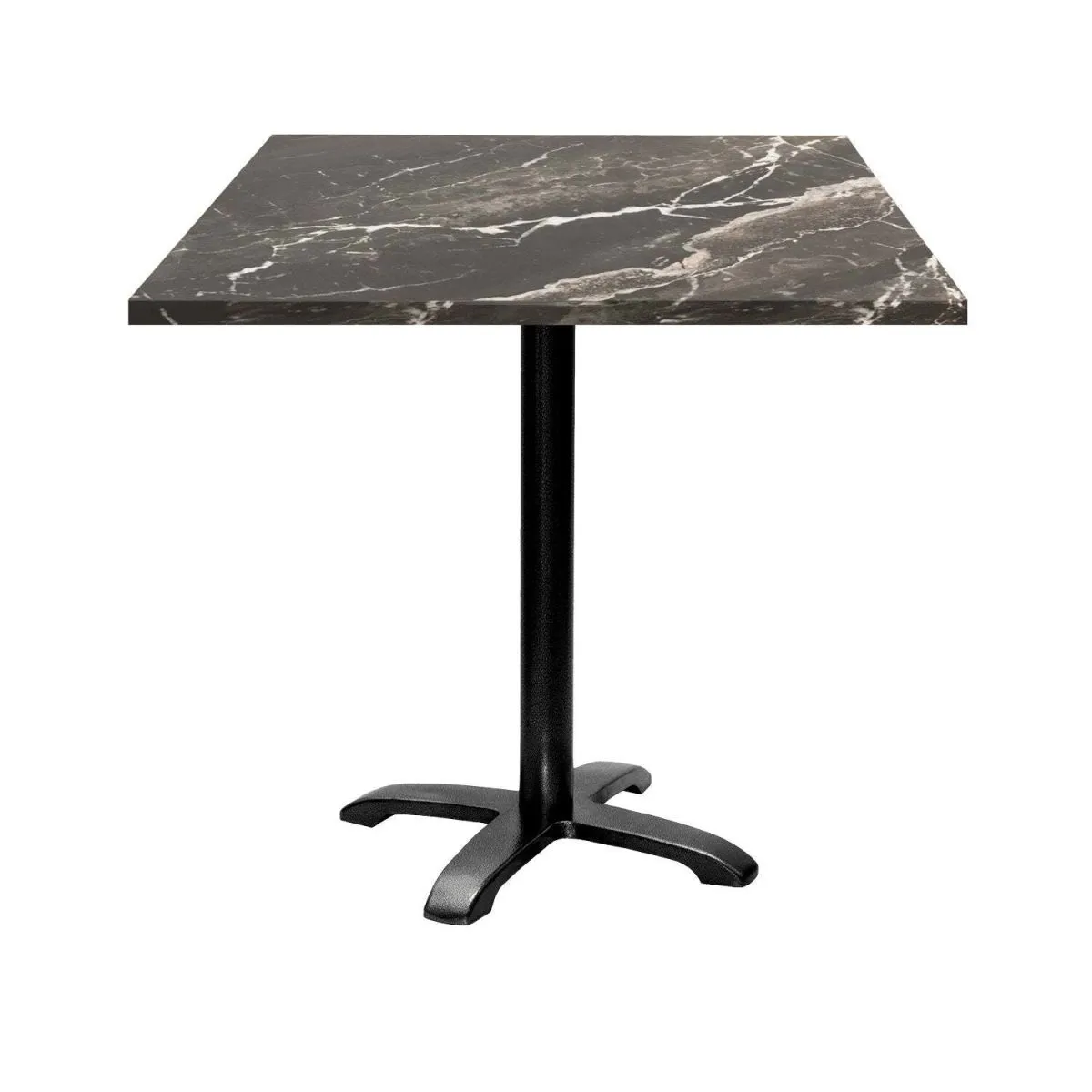 RestooTab Tavolo Bazila quadrato - laminato pietra; 70x70x74 cm (LxLxH); Piano tavolo nero, struttura nero; quadrata
