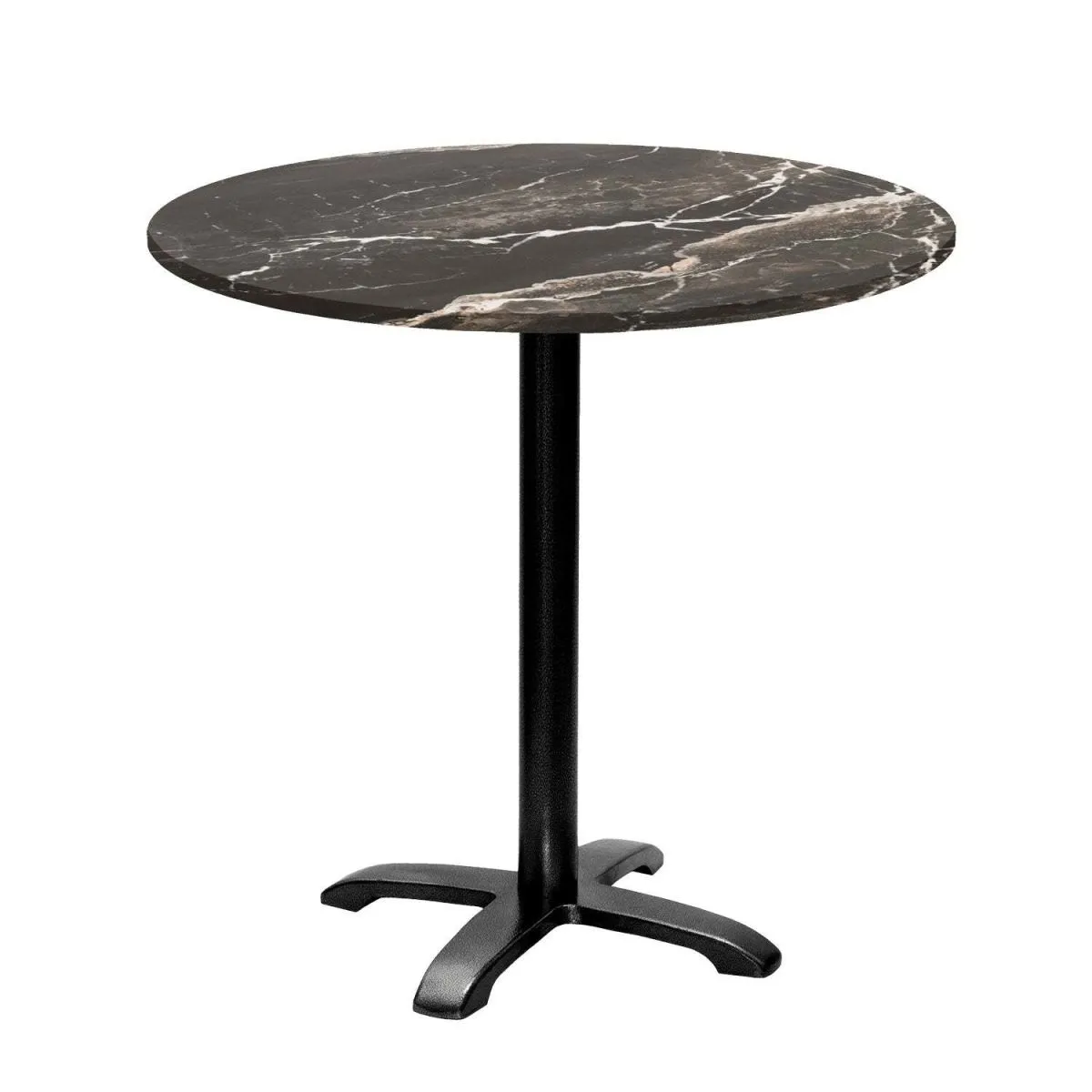 RestooTab Tavolo Bazila rotondo - laminato pietra; 74x80 cm (HxØ); Piano tavolo nero, struttura nero; rotonda