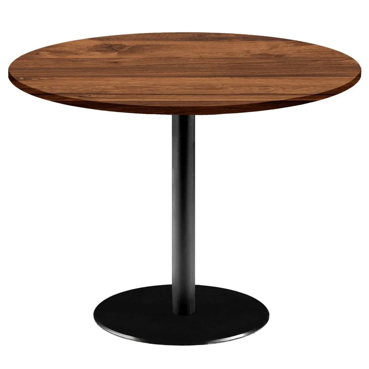 RestooTab Tavolo Rome XL rotondo - laminato legno; 75x120 cm (HxØ); Piano tavolo quercia wenge, struttura nero; rotonda