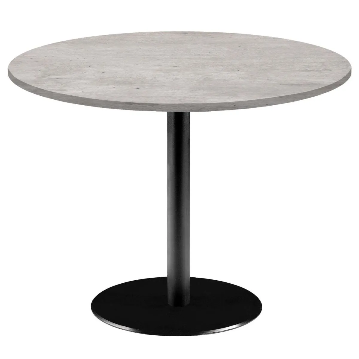 RestooTab Tavolo Rome XL rotondo - laminato pietra & marmo; 75x120 cm (HxØ); Piano tavolo grigio/cemento, struttura nero; rotonda