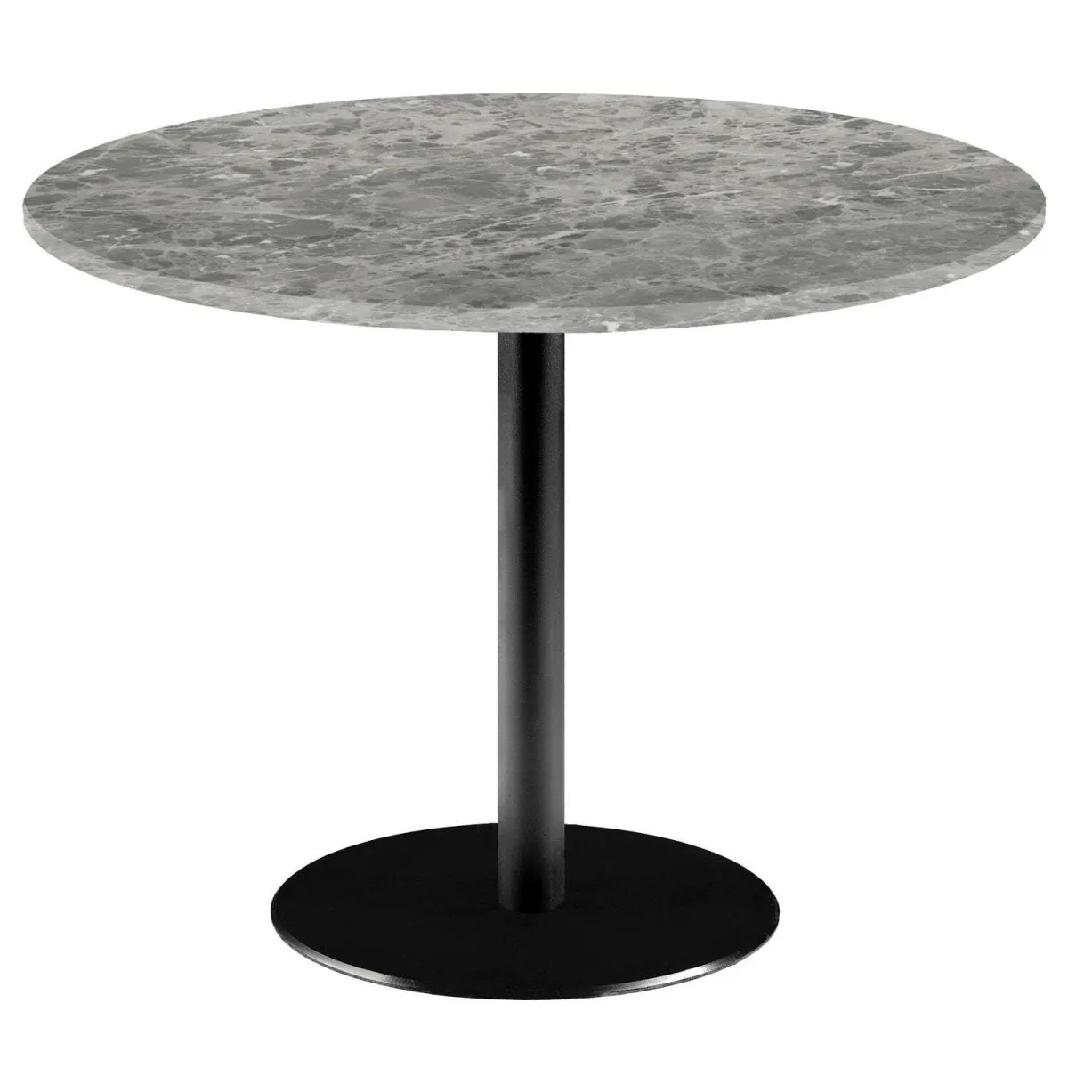 RestooTab Tavolo Rome XL rotondo - laminato pietra & marmo; 75x120 cm (HxØ); Piano tavolo grigio pietra/marmorizzato, struttura nero; rotonda