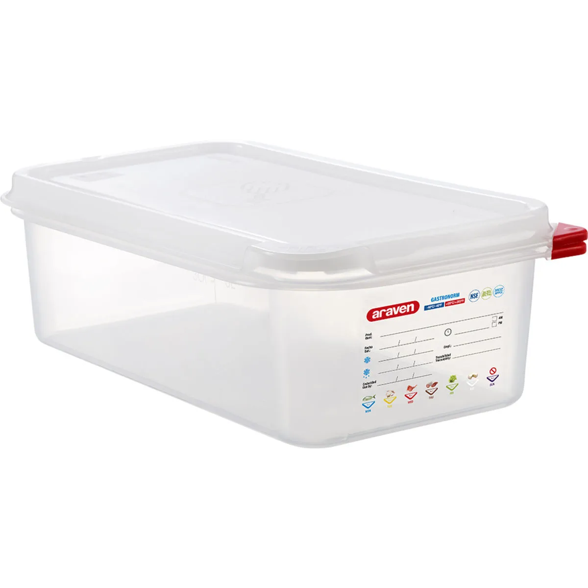 Araven Contenitore gastronorm con coperchio, polipropilene, gastronorm 1/3; GN 1/3, 4 l, 32.5x17.6x10 cm (LxLxP); trasparente