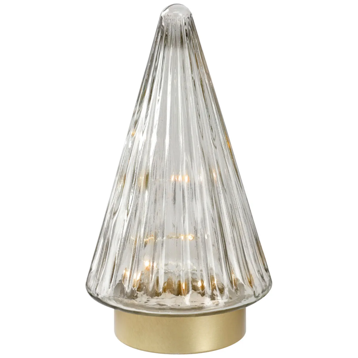 Albero a LED in vetro Fenris; 10.8x19.5 cm (ØxH); oro/trasparente