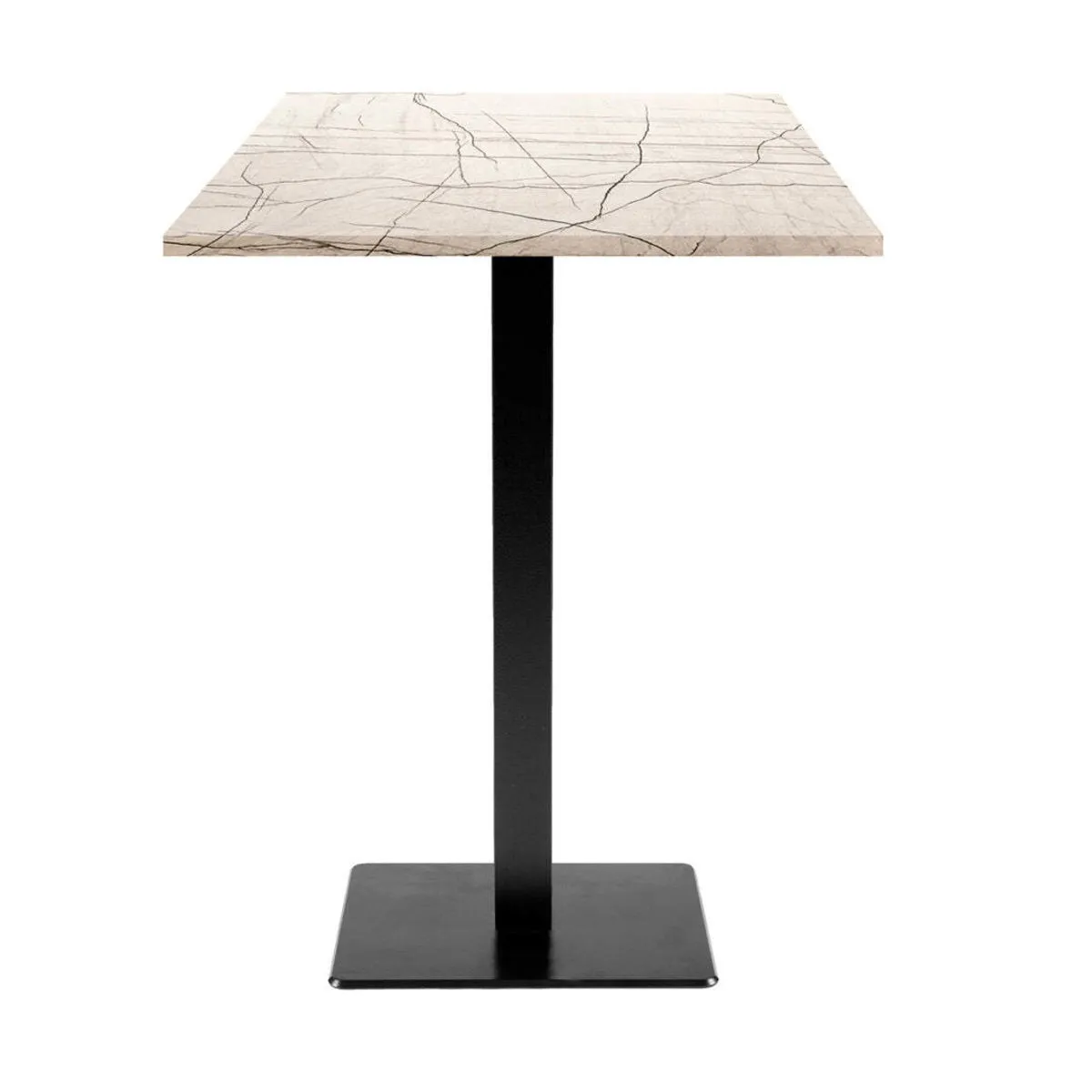 RestooTab Tavolo alto Milan quadrato - laminato pietra & legno; 60x60x113 cm (LxLxH); Piano tavolo bianco lana/grigio/marmorizzato, struttura nero; quadrata