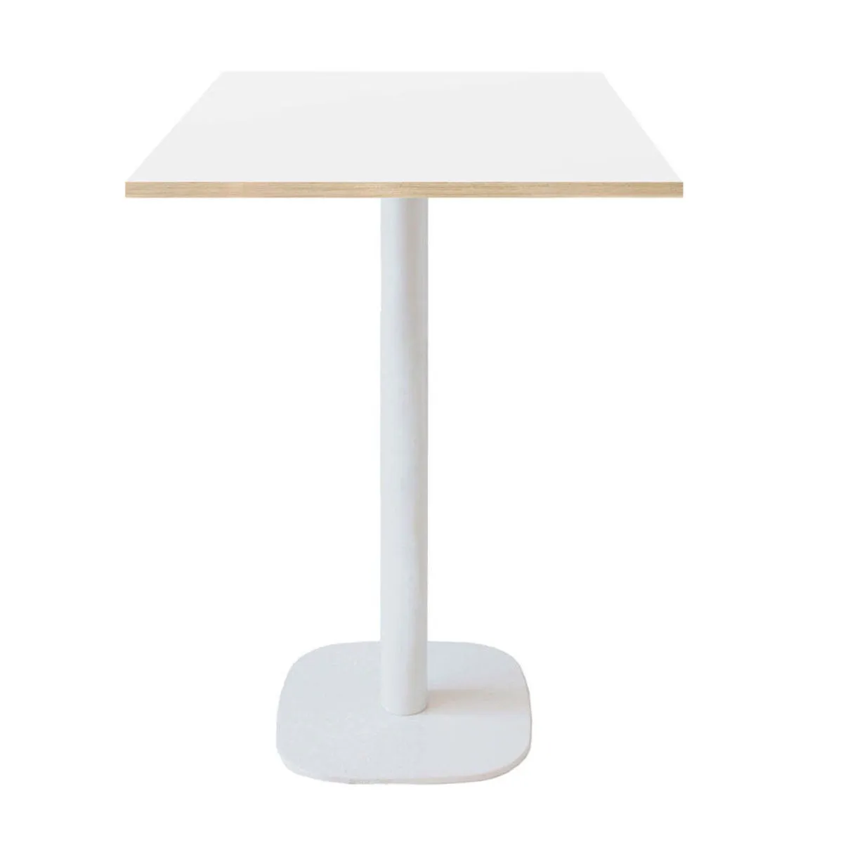 RestooTab Tavolo alto Round quadrato base bianco - laminato legno & tinta unita; 60x60x113 cm (LxLxH); Piano tavolo bianco, struttura bianco; quadrata
