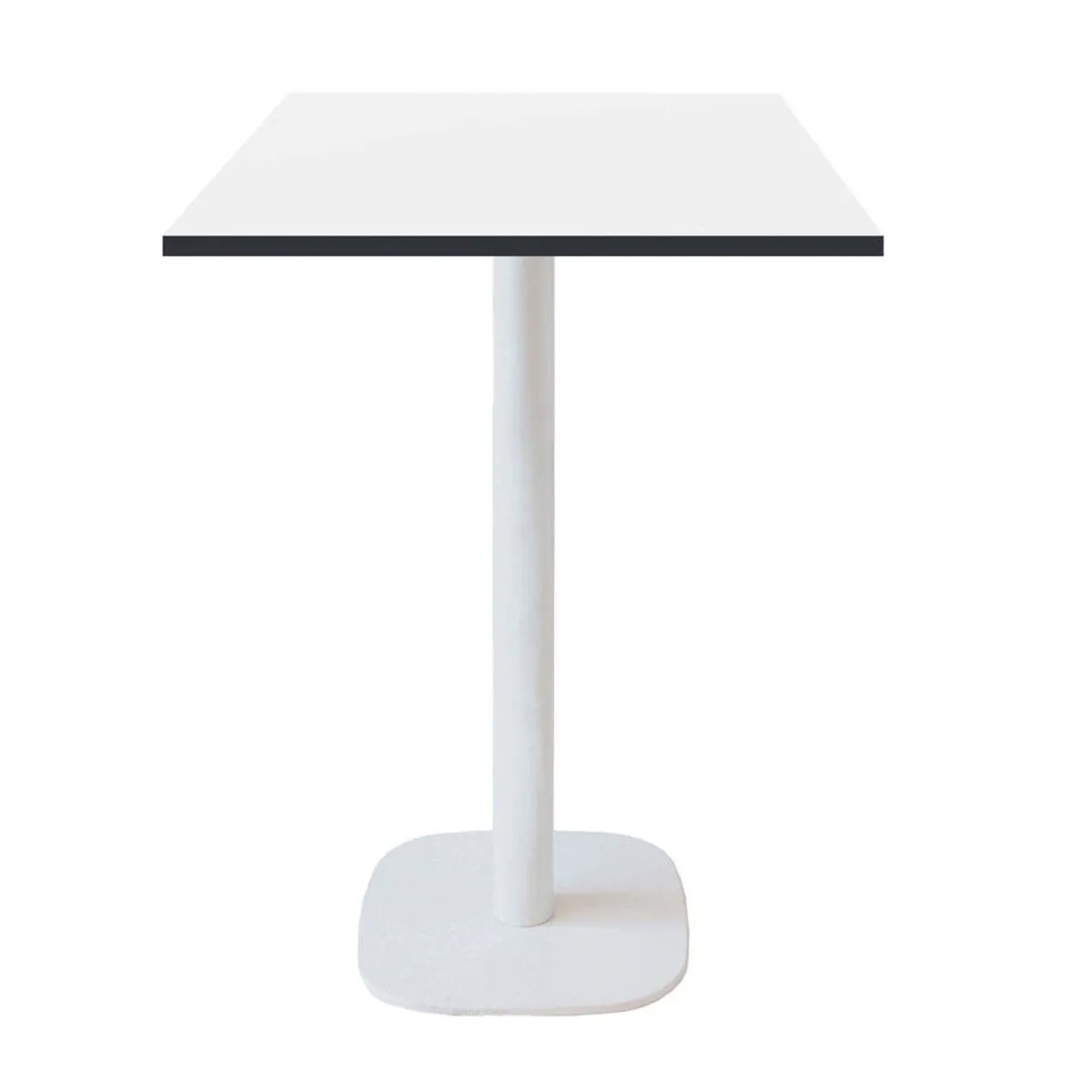 RestooTab Tavolo alto Round quadrato base bianco - laminato legno & tinta unita; 60x60x113 cm (LxLxH); Piano tavolo bianco/nero, struttura bianco; quadrata