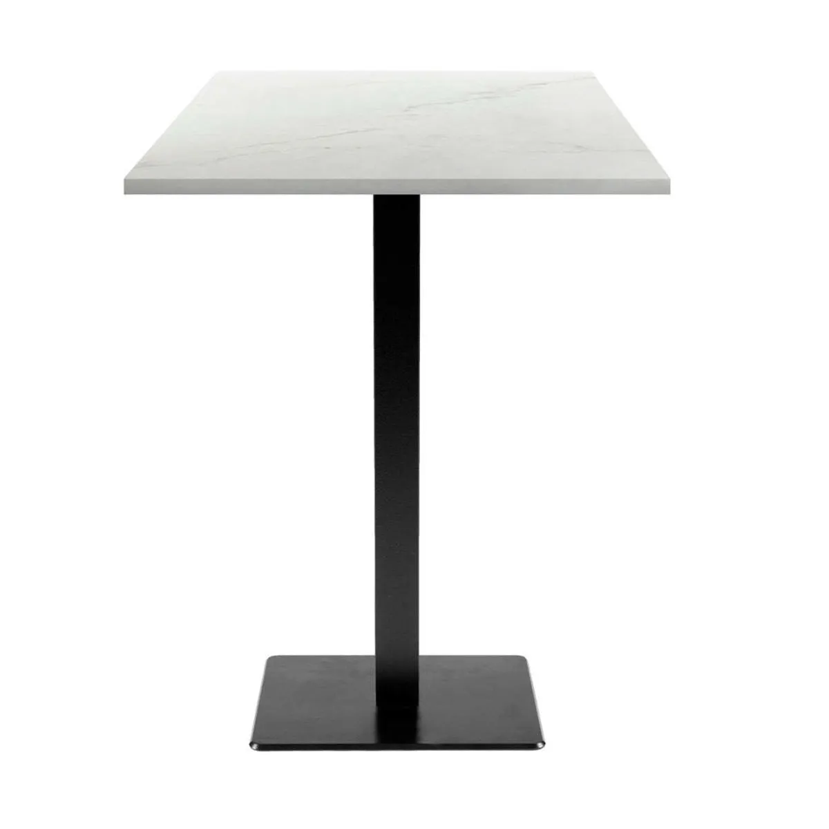 RestooTab Tavolo alto Milan quadrato - laminato pietra & legno; 60x60x113 cm (LxLxH); Piano tavolo bianco/beige/marmorizzato, struttura nero; quadrata